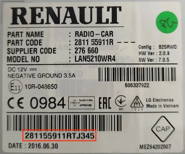 Car Radio Label Example